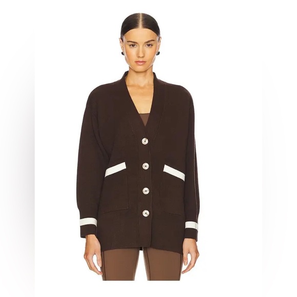 Varley Sweaters - Varley Ravi Relaxed Longline Jacket Cardigan Coffee Bean Brown Size small